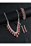 Red Crystal Necklace with Bracelet and Earrings Set - 2