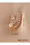 Faux Pearl Crystal Glass Wheat Brooch - 5