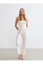 New Season Sparkling Pieces from Esvab Ecru Floral Women's Pajama Bottoms with Elastic Waist