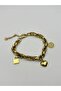 Steel Gold Evil Eye Heart Lock Bracelet - 3