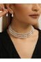 Set of 2 - Faux Pearl Rhinestone Necklace and Earrings