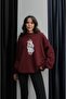 Burgundy Coat Teddy Printed Sweatshirt - 3