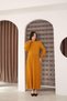 Women's Orange Crew Neck Striped Knitwear Dress - 4