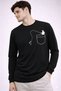 Unisex Daily Pocket Detailed Printed Cotton Long Sleeve T-Shirt