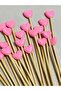 No:97 - 24Pcs 15cm Cocktail Long Toothpicks and Stirrers - Pink Heart 1.2cm