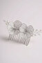 Silver Scalloped Bridal Hair Accessory with Metal Flower Detail – Handmade Hair Ornament - 6