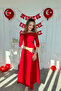 Madonna Collar Rose Detailed Red Dress - 6