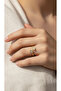 316L Gold Color Double Leaf Figured Zircon Stone Adjustable Steel Ring - 7