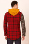 Two-Tone Plaid Hoodie Shirt – Red & Grey with Mustard Hood - 2