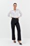 Zippered Stone Detailed Crop Shirt White - 4