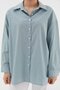 Striped Stone Detailed Oversize Shirt Green - 4