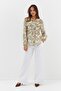 Floral Patterned Thin Shirt Khaki - 3