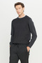 Men's Anthracite-Melange Cotton Standard Fit Regular Cut Crew Neck Patterned Knitwear Sweater