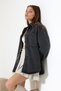 Women Oversized Cut Denim Shirt Jacket Single Pocket Snow Wash Light Black Casual Chic -Bnj4879 - 5