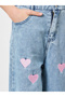 Girls Heart Embroidered Wide Leg Jeans - 3
