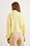 Women's Light Yellow Turtleneck Soft Textured Crop Knit Sweater Kzk-19001106 - 2