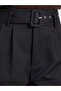 Women's Solid Belted Pleated Detail Tapered Pants - 3