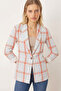 Women Light Blue Shawl Collar Sleeves Paneled Single Button Jacket Arm-26K001087 - 2
