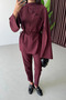 Burgundy Paloma Collar Detailed Blouse Trousers Set - 8752 - 5
