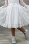 Girls' Polka Dot Detailed Princess White Dress with Transparent Tulle Sleeves - 7