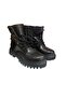 Lacquer Leather Black Lace-Up Detail Zippered Children's Boots - 5