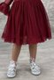 Girls' Princess Burgundy Dress with Polka Dot Detail on the Sleeves and Transparent Tulle - 6