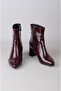 Seç 1206 Genuine Leather Heel-Style Women's Boots (Heel Height: 6 cm) Burgundy Patent Leather - 4
