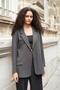 Women's Striped Collar Pocket Flap Buttoned Sleeves Boyfriend Blazer Jacket-Anthracite Stripe - 4