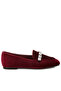 Women Velvet Diamante Strap Loafers in Dark Red - 2