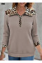 New Season Trend Leopard Collar Zippered Women's Waffle Blouse - 2