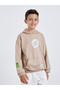 Teens Beige Graphic Print Cotton Hoodie - 3