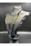 Yellow Navy Blue Mood Themed Natural Stone Set |   Lapis Lazuli & Yellow Agate 2 Pendant + Hematite Bracelet - 6