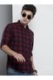 The Indian Garage Co Slim Fit Maroon Checked Shirt
