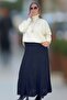 Elastic Waist Pleated Cable Knitted Large Size Tricot Skirt - 6