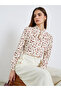 Women Beige Animal Print Tie-Neck Shirt