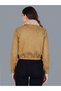 Women Beige Faux Suede Jacket with Fur Collar - 5