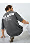 Men Grey Graphic Print Oversized T-Shirt