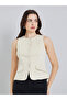 Women Cream Sleeveless Waistcoat - 3