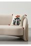 Colorful Cat Motif Punch Embroidered Decorative Throw Pillow Cover Cotton 42X 42 cm - 8