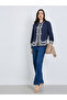 Women Blue Embroidered Long Sleeve Shirt - 2