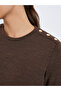 Women Brown Knit T-Shirt with Shoulder Button - 4