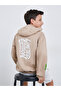 Teens Beige Graphic Print Cotton Hoodie