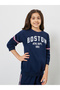 Teens Navy Blue Boston Print Cotton Sweatshirt - 3