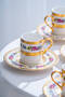 Isadora 24K Gold Detailed Porcelain Coffee Cup Set for 6 People - 100 ml - 2