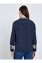 Women Blue Embroidered Long Sleeve Shirt - 4