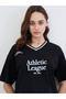 Black Oversized Varsity Slogan T-Shirt - 4
