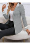 Grey Striped Detail Front Open Blazer - 3