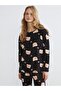 Crew Neck Bear Printed Women's Pajama Set - 2