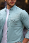 Men's Slimfit Double Pocket Snap Button Linen Shirt - 3