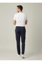 Men's Navy Blue Cotton 2 Thread Zipper Pocket Embroidery Detailed Elastic Straight Leg Sweatpants - 5
